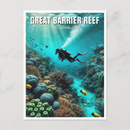 Underbar Barrier Reef Scuba Diver Vykort