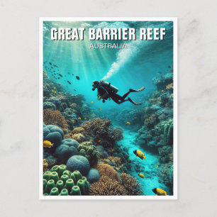 Underbar Barrier Reef Scuba Diver Vykort