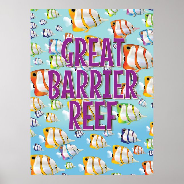 Underbar Barrier Reef tecknad-reseaffär Poster (Framsidan)
