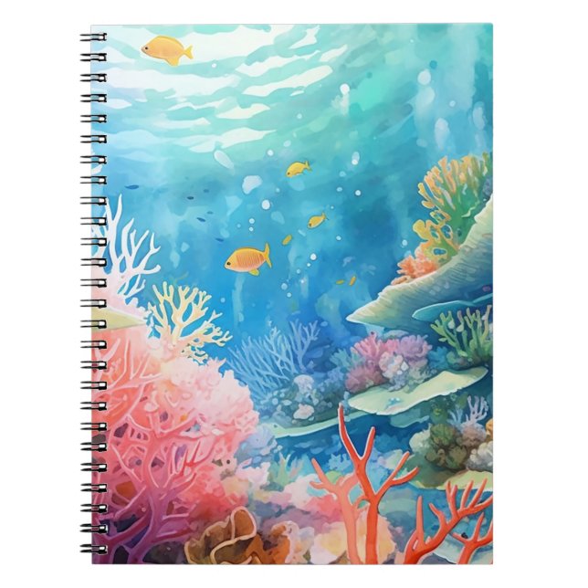 Underbar Barrier Reef Watercolor Anteckningsbok (Framsidan)