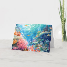 Underbar Barrier Reef Watercolor Birthday Kort