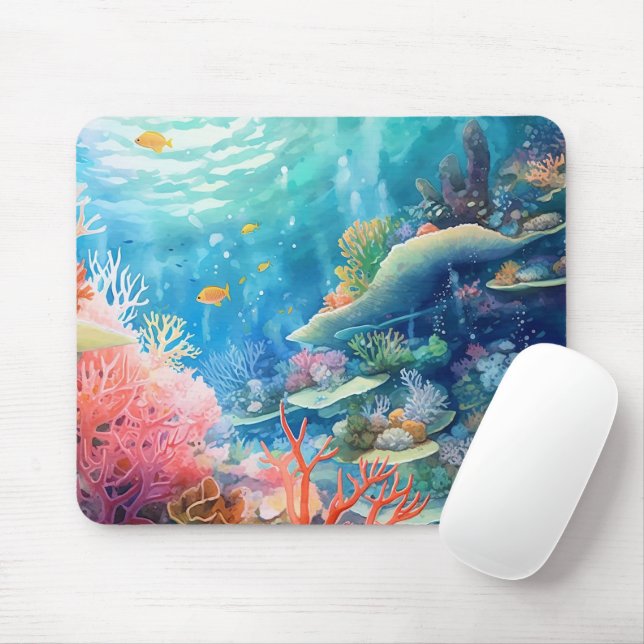 Underbar Barrier Reef Watercolor Musmatta (Med mus)