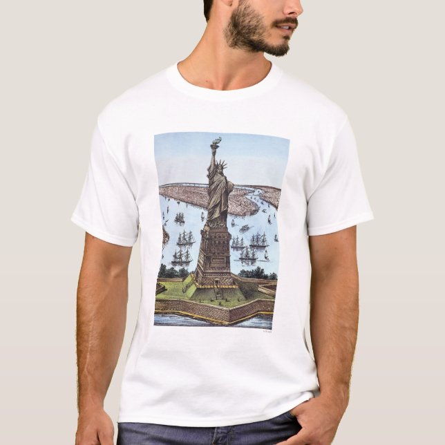 Underbar Bartholdi staty Tee Shirt (Framsida)