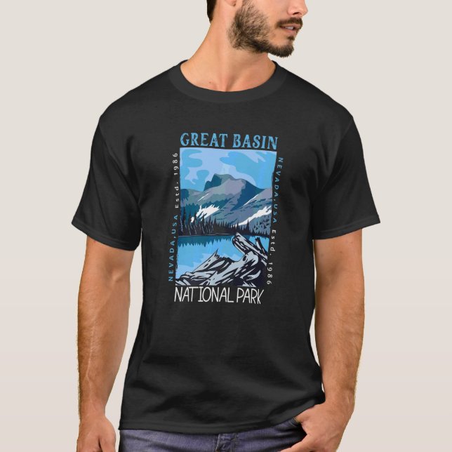 Underbar Basin National Park Nevada Distress Vinta T Shirt (Framsida)