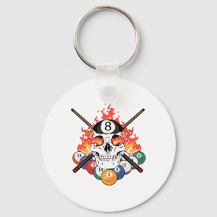Underbar Bassäng Billiards Player Skull Billiard C Nyckelring
