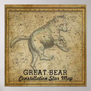 Underbar Bear Ursa Major Constellation Star Karta Poster