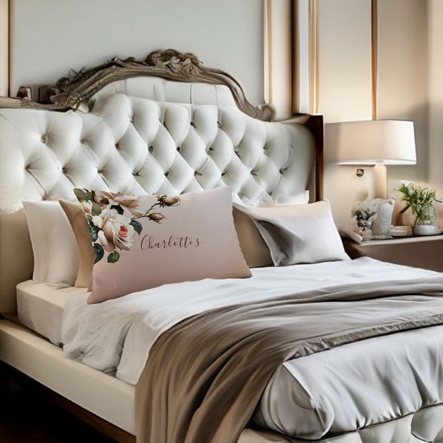 Underbar beige rosenbröllosdusch prydnadskudde (bridal shower pillow)