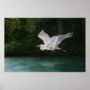 Underbar blå Heron Art Print Poster