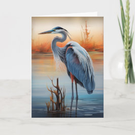 Underbar Blå Heron Bird Wildlife Nature Kort
