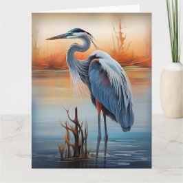Underbar Blå Heron Bird Wildlife Nature Kort