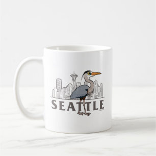 Underbar blå Heron i Seattle City Bird Kaffemugg