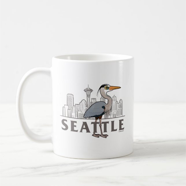 Underbar blå Heron i Seattle City Bird Kaffemugg (Vänster)