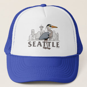 Underbar blå Heron i Seattle City Bird Keps