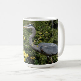 Underbar blå Heron med Daffadoil Kaffemugg