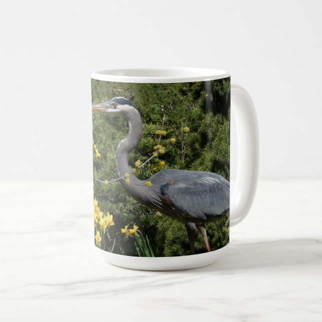 Underbar blå Heron med Daffadoil Kaffemugg (Framsida höger)