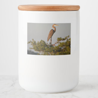 Underbar blå Heron på Träd överst Mat Etiketter