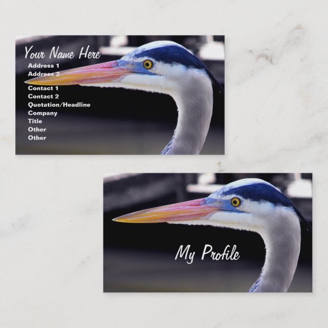 Underbar blå Heron-profil Visitkort (Fram/baksida)