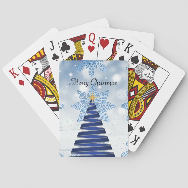 Underbar blå julgran, snöflinga  casinokort (Baksidan)