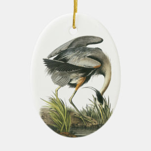Underbar blåttHeron, John Audubon Julgransprydnad Keramik