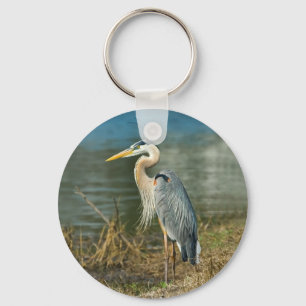 Underbar blåttHeronfågel Keychain Nyckelring
