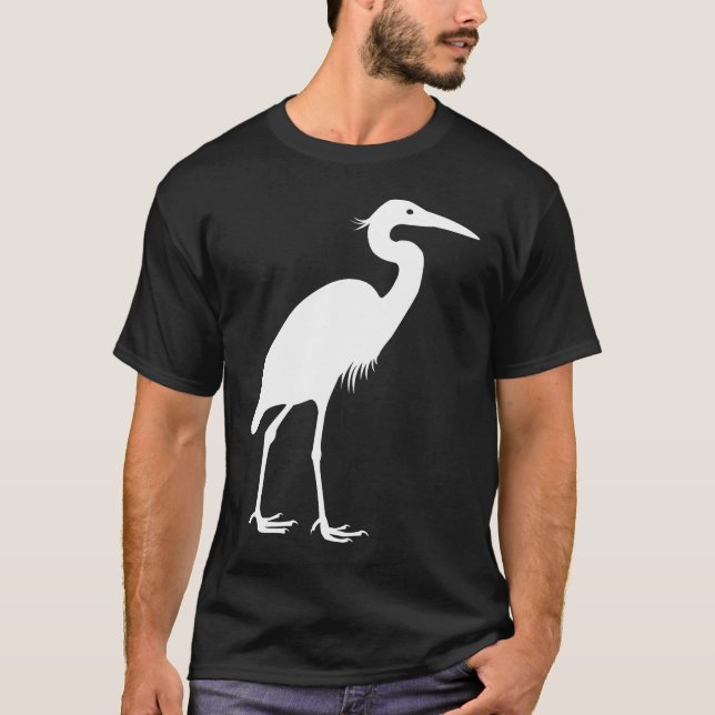 Underbar blåttHeronvit Tee Shirt (Framsida)