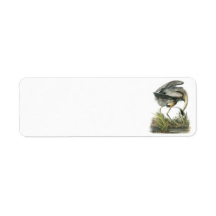 Underbar Blue Heron by Audubon Returadress Etikett