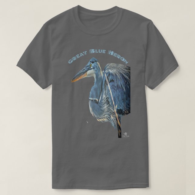 Underbar Blue Heron Chalk Teckning T Shirt (Design framsida)