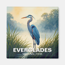 Underbar Blue Heron Everglades Travel Magnet