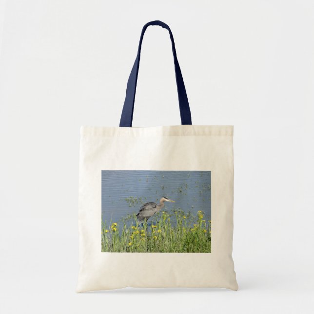 Underbar Blue Heron i floden. Tygkasse (Framsidan)