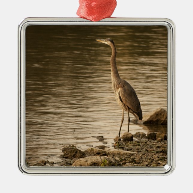 Underbar Blue Heron Julgransprydnad Metall (Framsidan)