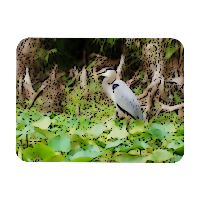 Underbar Blue Heron Magnet (Horisontell)