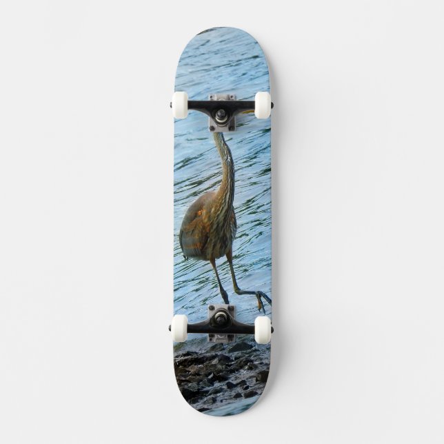 Underbar Blue Heron Mini Skateboard Bräda 18,5 Cm (Framsida)