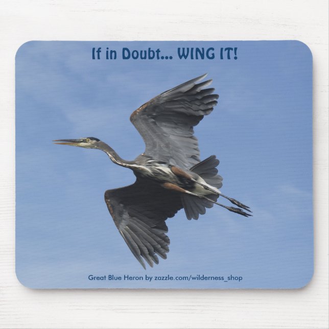 UNDERBAR BLUE HERON Mousepad Musmatta (Framsidan)