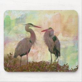 Underbar Blue Heron Pair Digital Art Mouse Pad Musmatta