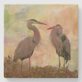 Underbar Blue Heron Pair Digital Art Stone Underlä Stenunderlägg