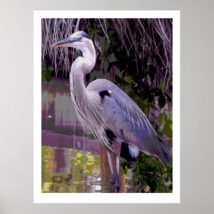 Underbar Blue Heron Poster