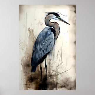 Underbar Blue Heron Poster
