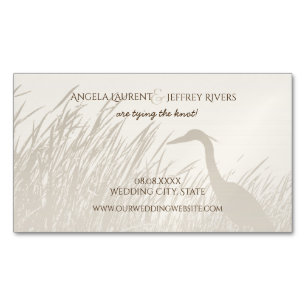 Underbar Blue Heron rustic bröllop spara datum Magnetiska Visitkort