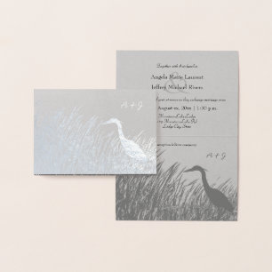 Underbar Blue Heron silhouette nature älskare rust Folierat Kort