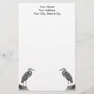 Underbar Blue Heron Stationery Brevpapper