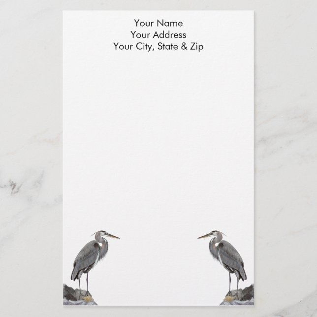 Underbar Blue Heron Stationery Brevpapper (Framsida)