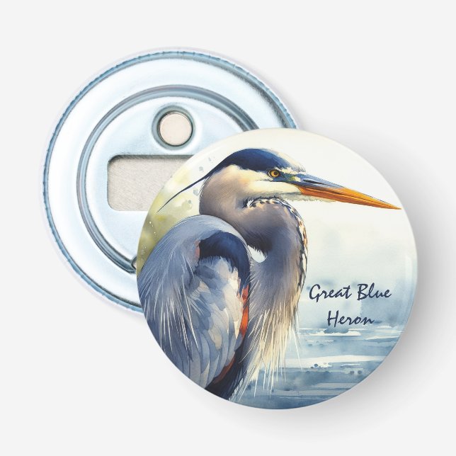 Underbar Blue Heron Wildlife Wetlands Bird Art Nat Flasköppnare (Framsidan)
