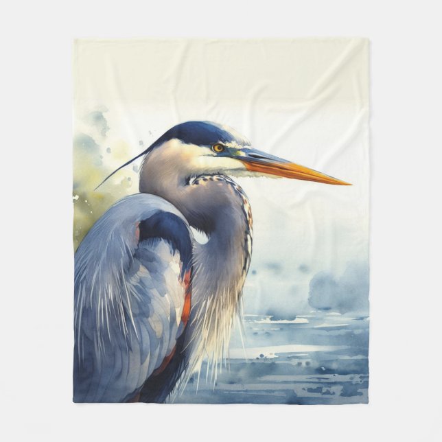 Underbar Blue Heron Wildlife Wetlands Bird Art Nat Fleecefilt (Framsidan)