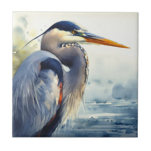 Underbar Blue Heron Wildlife Wetlands Bird Art Nat Kakelplatta