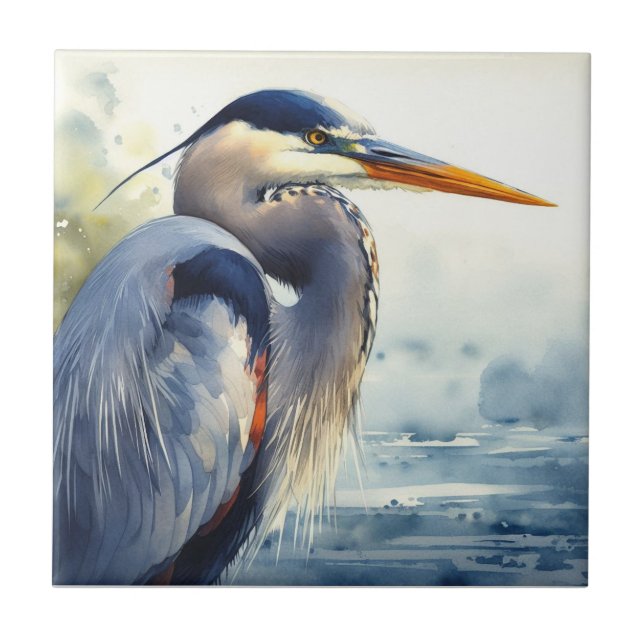 Underbar Blue Heron Wildlife Wetlands Bird Art Nat Kakelplatta (Framsidan)