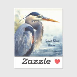 Underbar Blue Heron Wildlife Wetlands Bird Art Nat Klistermärken