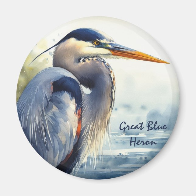 Underbar Blue Heron Wildlife Wetlands Bird Art Nat Magnet (Framsidan)