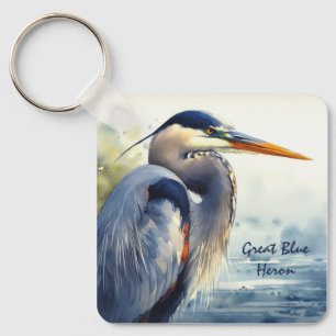Underbar Blue Heron Wildlife Wetlands Bird Art Nat Nyckelring