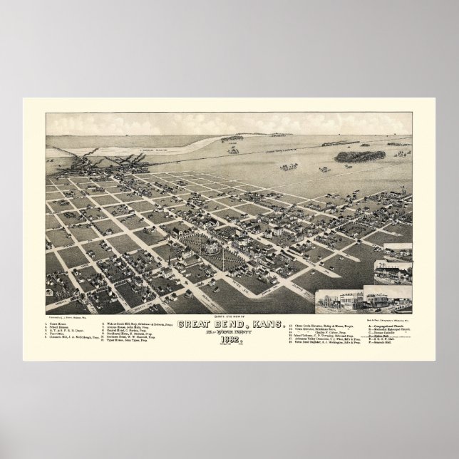 Underbar böjning, KS Panoramic Karta - 1882 Poster (Framsidan)