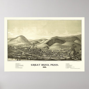 Underbar böjning, PA Panoramic Karta - 1887 Poster